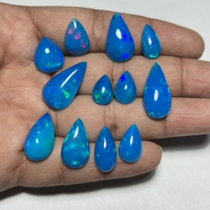 High Quality Ethiopian Opal Pryba Color Pear Cabochon Natural Blue Opal Genuine Multi Fire Opal Jewelry Making Calibrated Sizes - Product Image 1