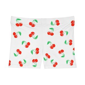 Shorts de Mujer con Estampado de Cerezas, Cintura Media, Cierre Elástico, Estilo Casual, Tejido de Algodón Transpirable, Corte Regular - Product Image 1