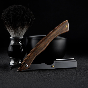 Sandalwood Handle Face Barber Shaver Eyebrow <b>Razor</b> Men's Replaceable Stainless Steel <b>Blades</b> Professional <b>Blade</b> Shaving <b>Razors</b> - Product Image 6