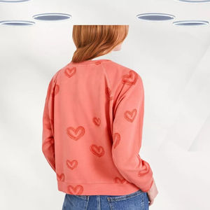 Sweat-shirt en coton à manches longues pour femme, imprimé cœur, avec logo personnalisé sur le devant, sweat-shirt pour femme - Product Image 4