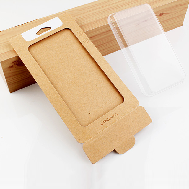 Retail Phone Case Gift Packaging Box with PVC Display Window, Empty Kraft Paper Box