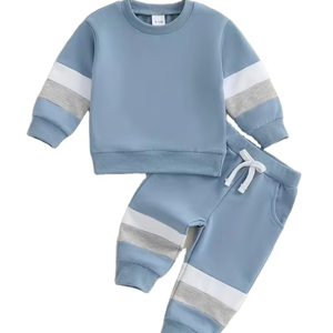 Customized Brand Baby Casual Print Color-Block Zip-Up Hooded Jersey Sweatshirt Joggers 100% Cotton ODM Autumn Winter Knitted - Product Image 1