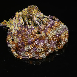 Cuentas de piedras preciosas de citrino natural, forma de caja, 6-7mm, 10 pulgadas, cuentas multipiedras preciosas facetadas de discoteca para la fabricación de joyas - Product Image 5