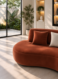 Sofá Esmeralda Moderno Minimalista Sudut Luna Terracota, Conjunto de Sofá con Estructura de Madera Curvada, Tela Premium Ecológica para Sala de Estar/Apartamento - Product Image 3
