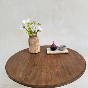 Round Dark Solid Wood Side Lamp <b>Table</b> Rustic Teak Pedestal <b>End</b> <b>Table</b> Vintage Tripod Accent Stand <b>Living</b> <b>Room</b> Bedroom Furniture - Product Image 3