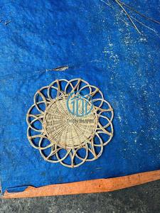 Flower Handwoven Rattan Placemat Round Woven <b>Table</b> <b>Mat</b> with Decorative Loop Border Design for Dining <b>Table</b> and Home Decor - Product Image 3