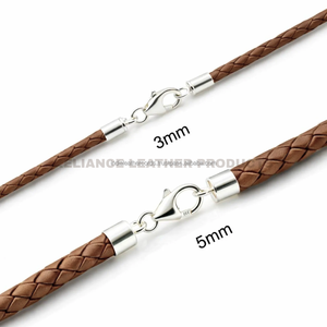 Reliance Leather Bulk 5mm Black/Dark Brown <b>Braided</b> Leather <b>Cord</b> 925 Silver Plating for Necklace Bracelet Earring Ring Making - Product Image 2