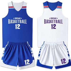 Ensemble de maillots de basket-ball Dream, col en V, sans manches, impression sublimée, polyester respirant, unisexe adulte, toutes saisons, uniformes d'équipe - Product Image 1