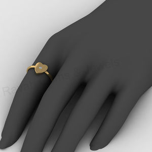 Cadeau pour la Saint-Valentin, bague de promesse minimaliste en argent 925, cœur de 9 mm avec diamant CZ, plaqué or 18 carats, empilable, bijoux pour femmes - Product Image 6