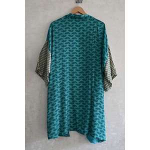 Robe longue kimono en soie patchwork faite à la main style bohème, peignoir de mariée sexy - Product Image 4