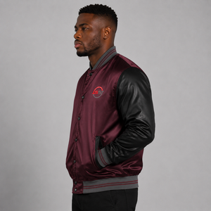 Blousons en satin pour hommes à boutons recouverts, vente en gros, nouveaux blousons Letterman en satin grande taille pour hommes, vêtements pour hommes - Product Image 2