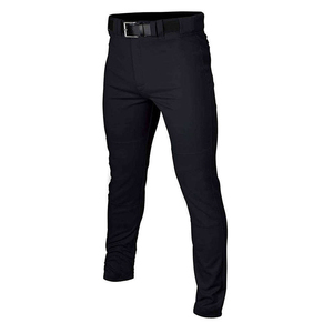 Pantalones de poliéster para hombre, corte ajustado, que absorben la humedad, con cierre de cinturón, color negro sólido, para todas las estaciones, para adultos. - Product Image 1