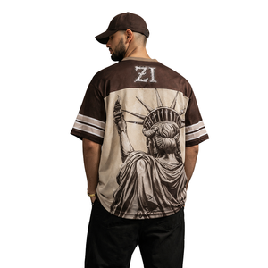 เสื้อเจอร์ซีย์ตาข่ายปักคริสตัลสั่งทำขายส่ง เสื้อผ้าสตรีทแวร์ผู้ชายไซส์ใหญ่ พิมพ์ลายแบบซับลิเมชั่น คอวี เสื้อกีฬา เสื้ออเมริกันฟุตบอล - Product Image 6