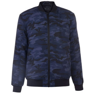 Blouson Bomber Homme Bleu Camouflage à Fermeture Éclair Col Montant Décontracté pour l'Automne en Polyester Coupe Droite - Product Image 6