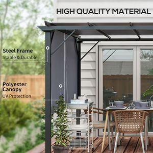 Pergola Spaziosa 12x10 con Telaio in Acciaio Retrattile, Impermeabile e Resistente ai Raggi UV, Grigia - Product Image 4