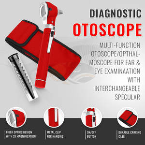 Mini otoscope en fibre optique en acier inoxydable, format de poche, kit de diagnostic ORL, étui de protection, éclairage LED lumineux - Product Image 3