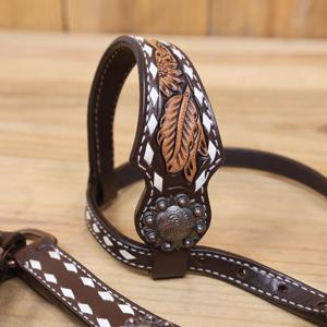 Ensemble de sellerie western en cuir perlé fait main de haute qualité, confortable et durable, avec collier de poitrage et têtière outillés, personnalisable - Product Image 3