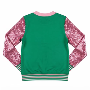Custom Green Pink Sequin Sleeve V Neck Acrylic Breathable Double Breasted <b>Cardigan</b> Sweater Women Greek Apparel Embroidery Logo - Product Image 4