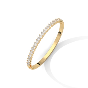 Brazalete de Moissanita Chapado en Oro de 18K con Corte Brillante Redondo Alternado, Joyería para Mujer, Regalo para Fiesta - Product Image 3