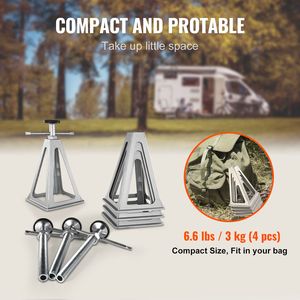 Set di 4 Stabilizzatori in Alluminio per Camper, Accessori Esterni per Livellare Roulotte e Camper, Supporto a Vite Singola - Product Image 5