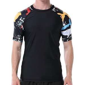 Custom Logo Men Rash Guard <b>Compression</b> T <b>Shirt</b> Short Sleeve Swim <b>Shirt</b> UV Protection OEM Manufacturer Bulk - Product Image 1