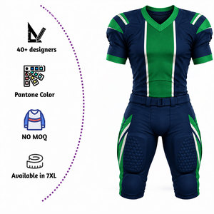 Ensemble d'uniformes de football américain personnalisés pour hommes, sublimés, col en V, manches courtes, polyester respirant, ajustés, toutes saisons - Product Image 4