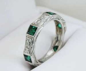 Bague en moissanite vert émeraude taille Art Déco pour femme, argent 925 original, classique, pour demande en mariage ou cadeau de mariage - Product Image 3