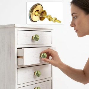 Modern Brass Cabinet <b>Knob</b> Round Green Etched Design <b>for</b> <b>Dresser</b> Wardrobe Kitchen Living Room & Home Office Use - Product Image 4
