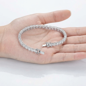Jewelry 925 Sterling Silver Round Shape Classic White <b>Topaz</b> Hip Hop Tennis Handmade <b>Bracelet</b> 3-4mm for Party & Wedding Gift - Product Image 3