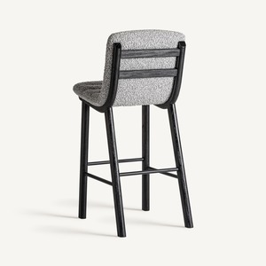 High <b>End</b> Teak Wood Counter Chair with Fabric Cushion Modern <b>Bar</b> Stool for Luxury Restaurant Cafe and Home Interior - Product Image 4