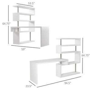 White Office Desk with Display Stand for Computer Use - Product Image 4
