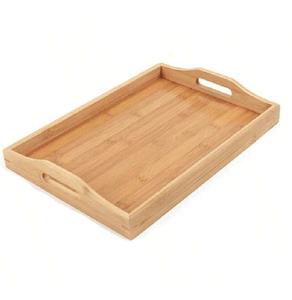 Plateau de service élégant en bois d'acacia véritable, fait main, écologique, durable, multi-usages pour la cuisine, compatible lave-vaisselle et micro-ondes - Product Image 1