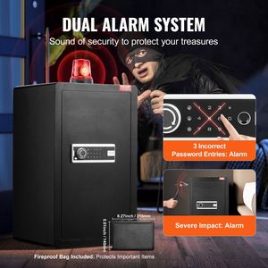 Coffre-fort à serrure à clé et mot de passe, 4,0 pieds cubes, avec lumière LED, sac ignifuge, 2 étagères et porte-clés inclus - Product Image 5