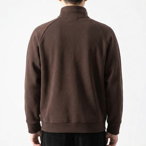 Sweat-shirt à capuche mi-zippé à manches raglan coupe classique en molleton, personnalisé, en coton et polyester, avec poche, pour homme, vente en gros, hiver - Product Image 4
