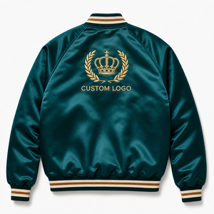 Custom Satin <b>Jacket</b> <b>Mens</b> Wholesale Lightweight Bomber Coat Embroidered Logo Streetwear Manufacturer Supplier - Product Image 2
