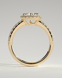 แหวนเพชรเม็ดเดี่ยวทรงลูกแพร์ 14k 18k ทองคำแท้ ประดับเพชร CVD แบบ Halo พร้อมขอบเพชร Pave Sett แหวนหมั้นสุดหรู OEM - Product Image 5