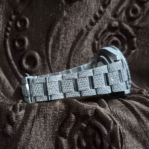 Montre Mahnat Fashion en acier inoxydable avec diamants Moissanite, verre saphir, bracelet en cuir, mouvement à quartz, résistance à l'eau 10m - Product Image 1