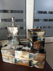 Caja de Pañuelos y Servilletero Rectangular de Cuatro Piezas, Hecho a Mano, Tradicional, de Cuerno de Búfalo Natural de Lujo, Personalizado para Baño - Product Image 5