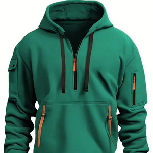 Sweat-shirts à capuche pour hommes style sportif avec fermeture éclair quart de tour, streetwear, au prix le plus bas, faible MOQ, vêtements de sport - Product Image 1
