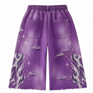 Custom Sun Faded Baggy Sweat <b>Shorts</b> Men Heavyweight Cotton <b>Wide</b> <b>Leg</b> Fleece Jorts Gary Streetwear <b>Shorts</b> OEM - Product Image 2
