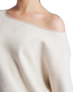 360 GSM 100% algodón de alta calidad para mujer, sudaderas con hombros descubiertos, manga larga, cuello ancho, estampado, sudadera de gran tamaño para mujer - Product Image 6