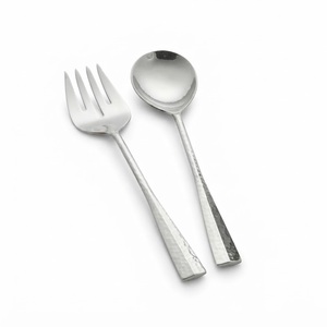 Ensemble de service à salade au design attrayant en bambou doré, cuillère et fourchette en acier inoxydable, ustensiles de table pour hôtel, pour mariage et fête - Product Image 5