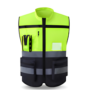 Chaleco de Seguridad para Ingenieros y Topógrafos, Alta Visibilidad, Reflectante, Poliéster, Naranja Amarillo, Múltiples Bolsillos, Unisex, Talla Grande - Product Image 1