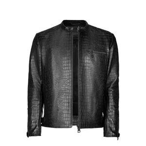 Custom Made Waterproof Hooded <b>Long</b> Sleeve Quick Dry Breathable <b>Men</b> Crocodile Skin Leather <b>Jacket</b> Stand Collar Logo - Product Image 1