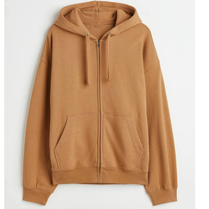 Sudadera con Capucha y Cremallera Unisex, Talla Grande, Color Sólido, Felpa, Informal, para Otoño, Corte Regular, 100% Algodón Tejido - Product Image 4