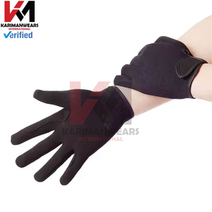 Gants d'équitation en cuir véritable de luxe avec fermeture élastique au poignet - Product Image 3