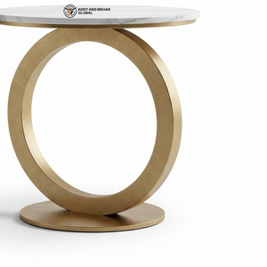 Nordic Style Ring Base Accent <b>Stool</b> Premium White Marble Side Table Contemporary Designer Vanity Pedestal - Product Image 4