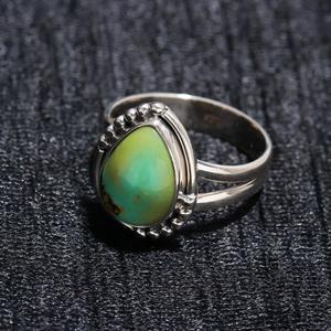 Natural Pear Turquoise Gemstone <b>Ring</b> Arizona Turquoise Solid Silver Anniversary Gift For Women <b>Men</b> Jewelry 925 Sterling Silver - Product Image 3