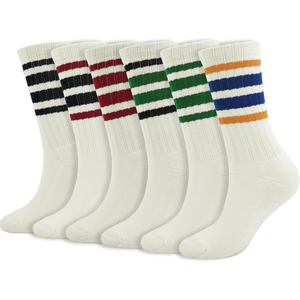 Nouveauté 2026 Chaussettes mi-mollet rayées noir gris blanc en coton respirant tricotées pour le basketball, pour adulte, été, vente en gros - Product Image 6