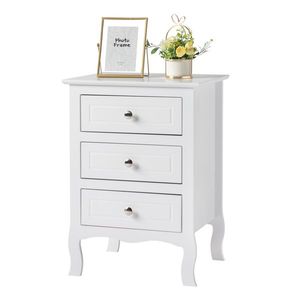 Comodino Smart Grande a 3 Cassetti in Stile Country Bianco per Appartamento e Camera da Letto - Product Image 3